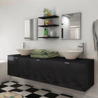 Bathroom Furniture Set with Black Basin 8-Piece