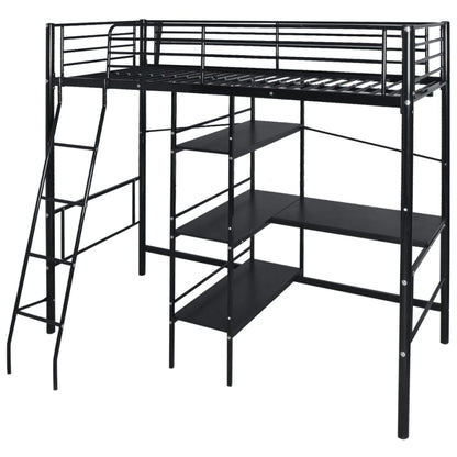Hoogslaper Met Bureau Metaal Zwart 90X200 Cm