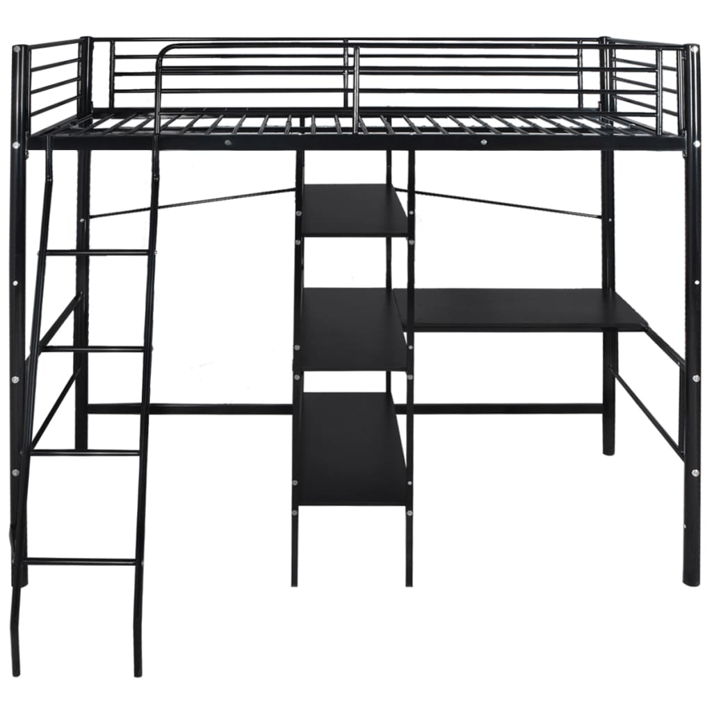 Hoogslaper Met Bureau Metaal Zwart 90X200 Cm