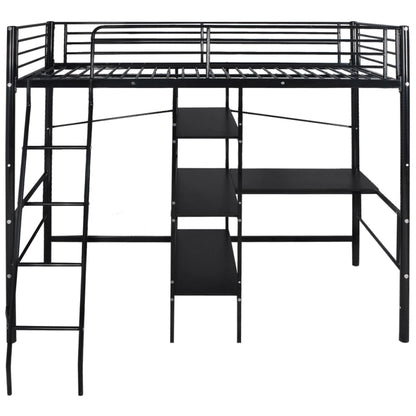 Hoogslaper Met Bureau Metaal Zwart 90X200 Cm
