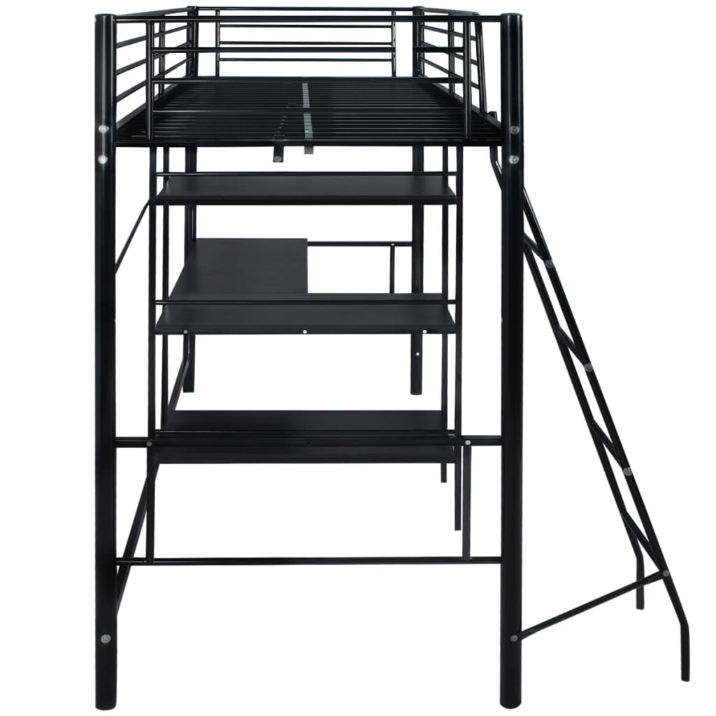 Hoogslaper Met Bureau Metaal Zwart 90X200 Cm