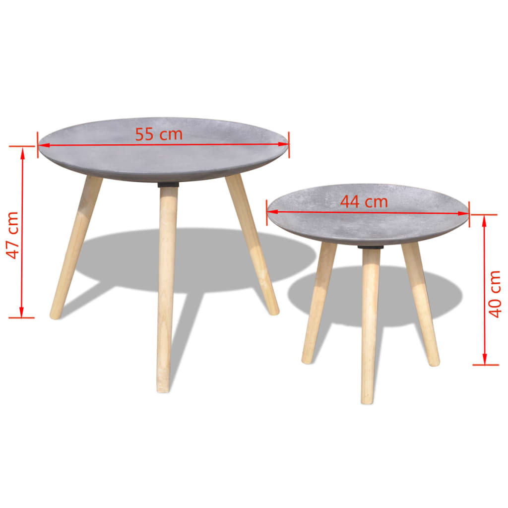 2-delige Tafelset 55 en 44 cm betongrijs