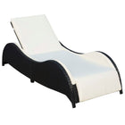 Ligbed poly rattan zwart met kussen