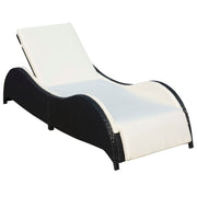 Ligbed poly rattan zwart met kussen