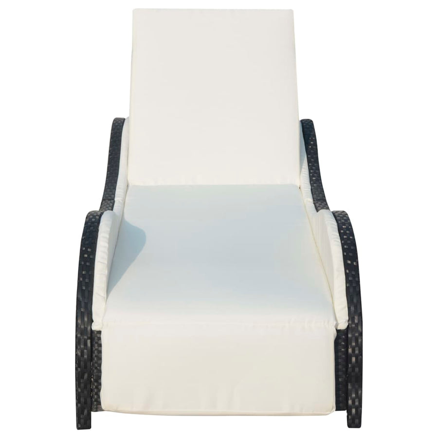 Ligbed Met Kussen Poly Rattan Zwart