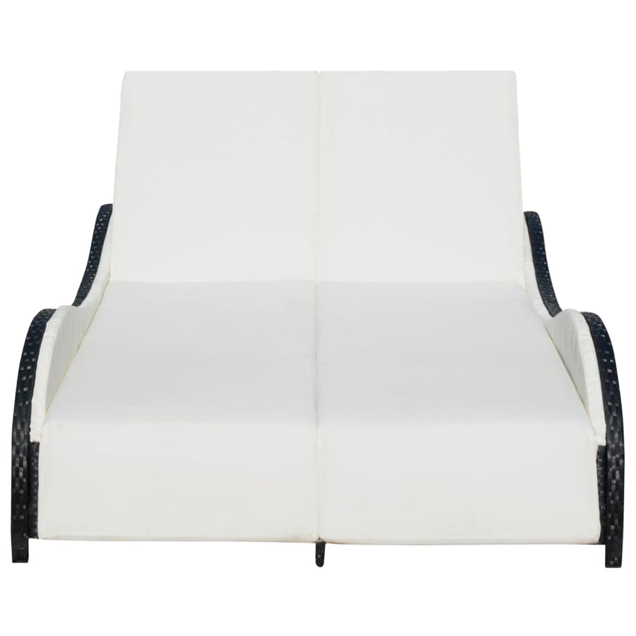 Ligbed Tweepersoons Met Kussen Poly Rattan Zwart