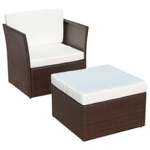 Tuinstoel Met Voetenbank Poly Rattan Bruin