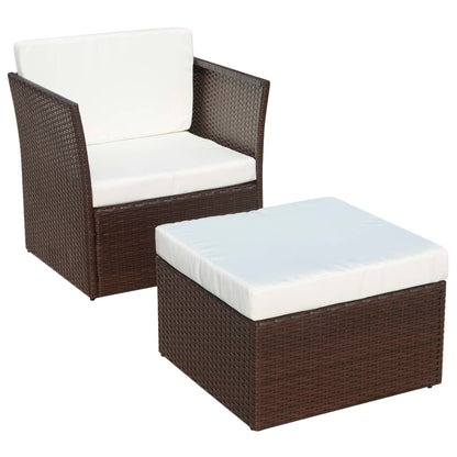 Tuinstoel Met Voetenbank Poly Rattan Bruin