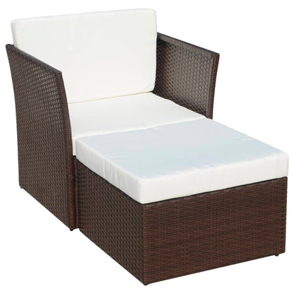 Tuinstoel Met Voetenbank Poly Rattan Bruin