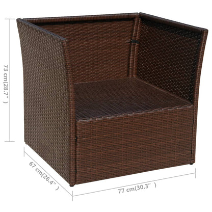 Tuinstoel Met Voetenbank Poly Rattan Bruin