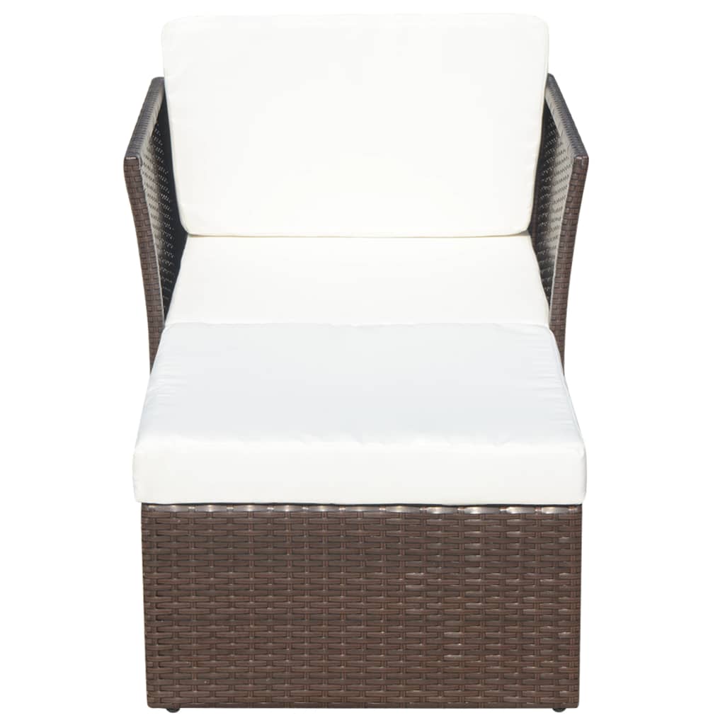 Tuinstoel Met Voetenbank Poly Rattan Bruin