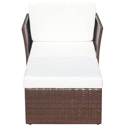 Tuinstoel Met Voetenbank Poly Rattan Bruin