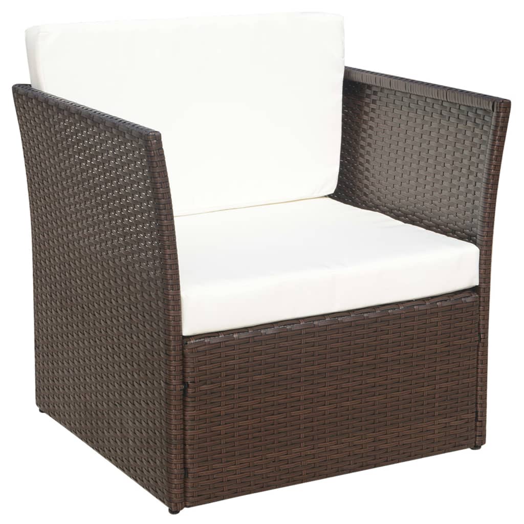 Tuinstoel Met Voetenbank Poly Rattan Bruin