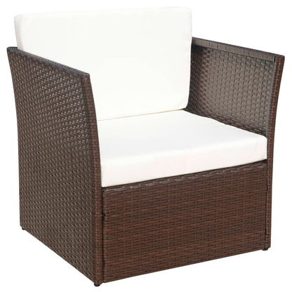 Tuinstoel Met Voetenbank Poly Rattan Bruin