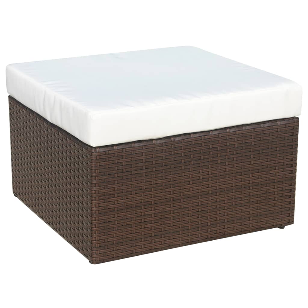 Tuinstoel Met Voetenbank Poly Rattan Bruin