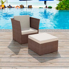 Garden chair with footrest poly rattan brown