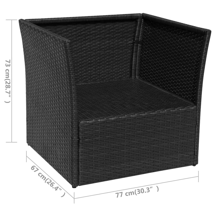 Tuinstoel Met Voetenbank Poly Rattan Zwart