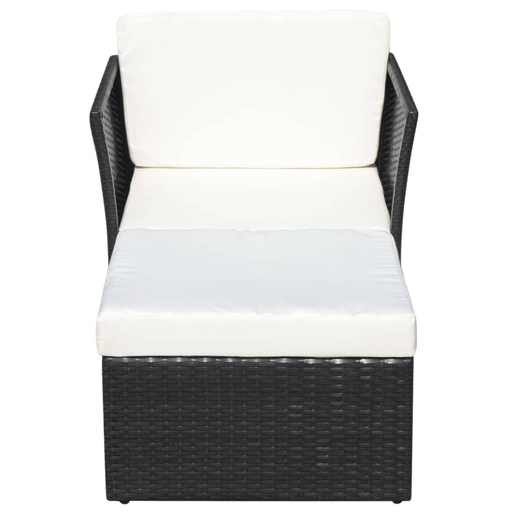 Tuinstoel Met Voetenbank Poly Rattan Zwart