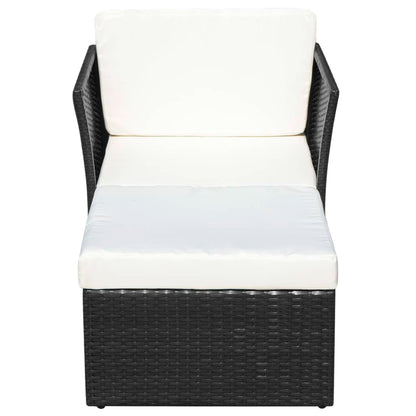 Tuinstoel Met Voetenbank Poly Rattan Zwart