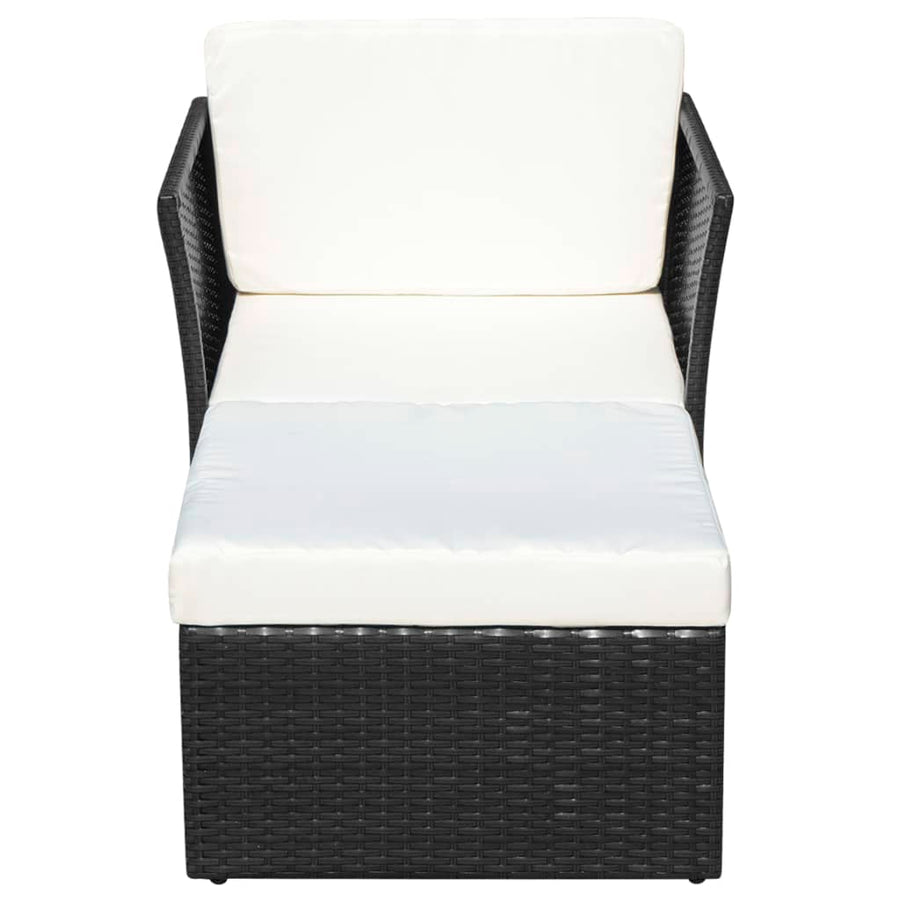 Tuinstoel Met Voetenbank Poly Rattan Zwart