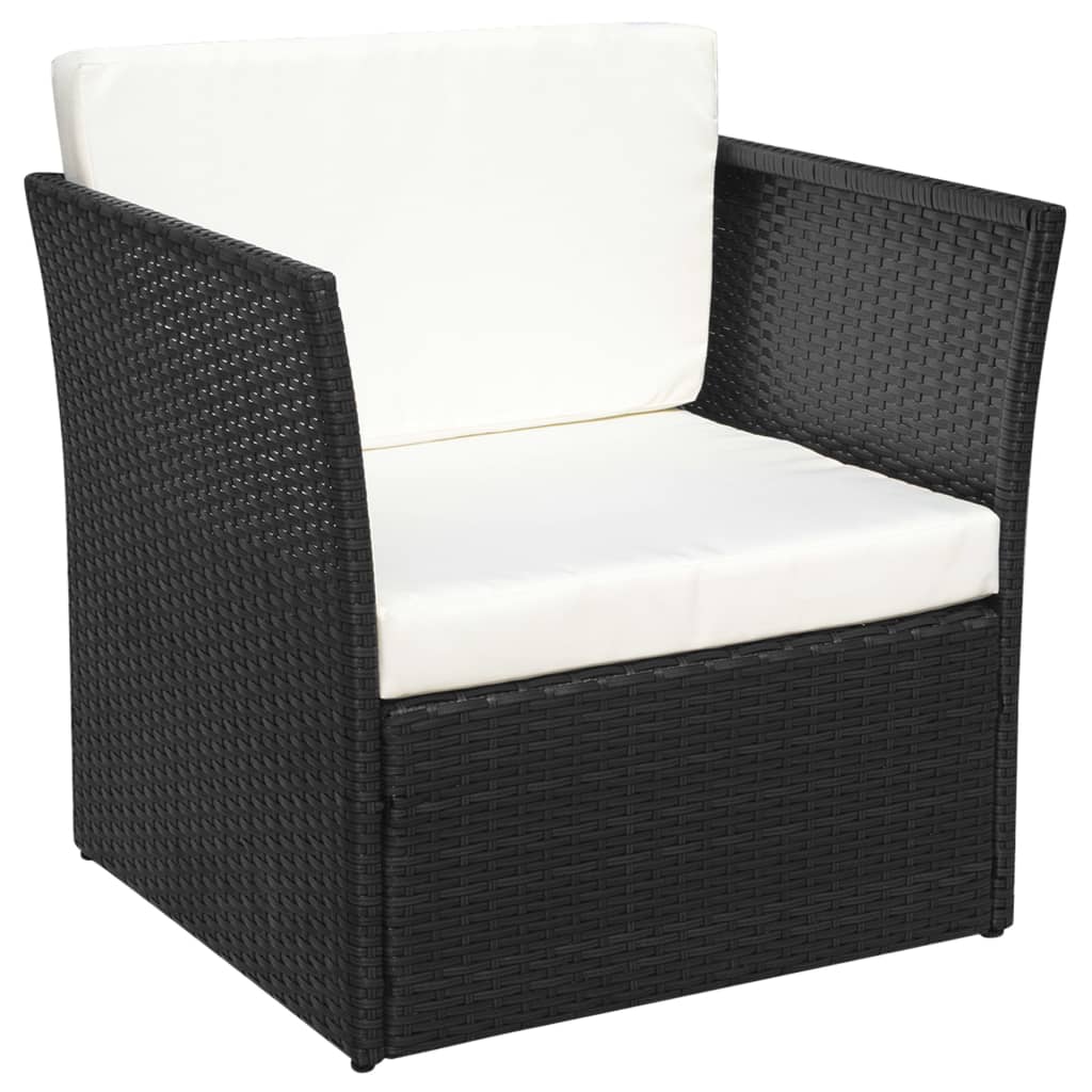 Tuinstoel Met Voetenbank Poly Rattan Zwart