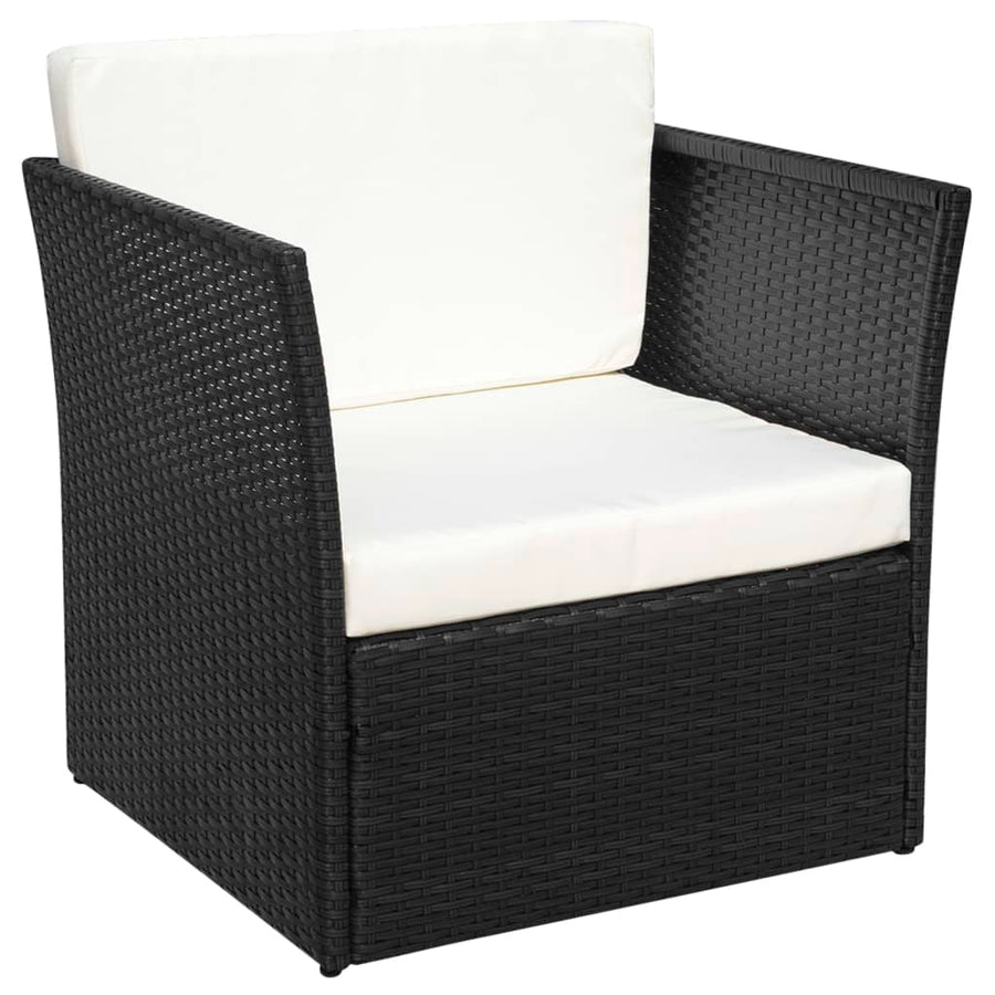 Tuinstoel Met Voetenbank Poly Rattan Zwart