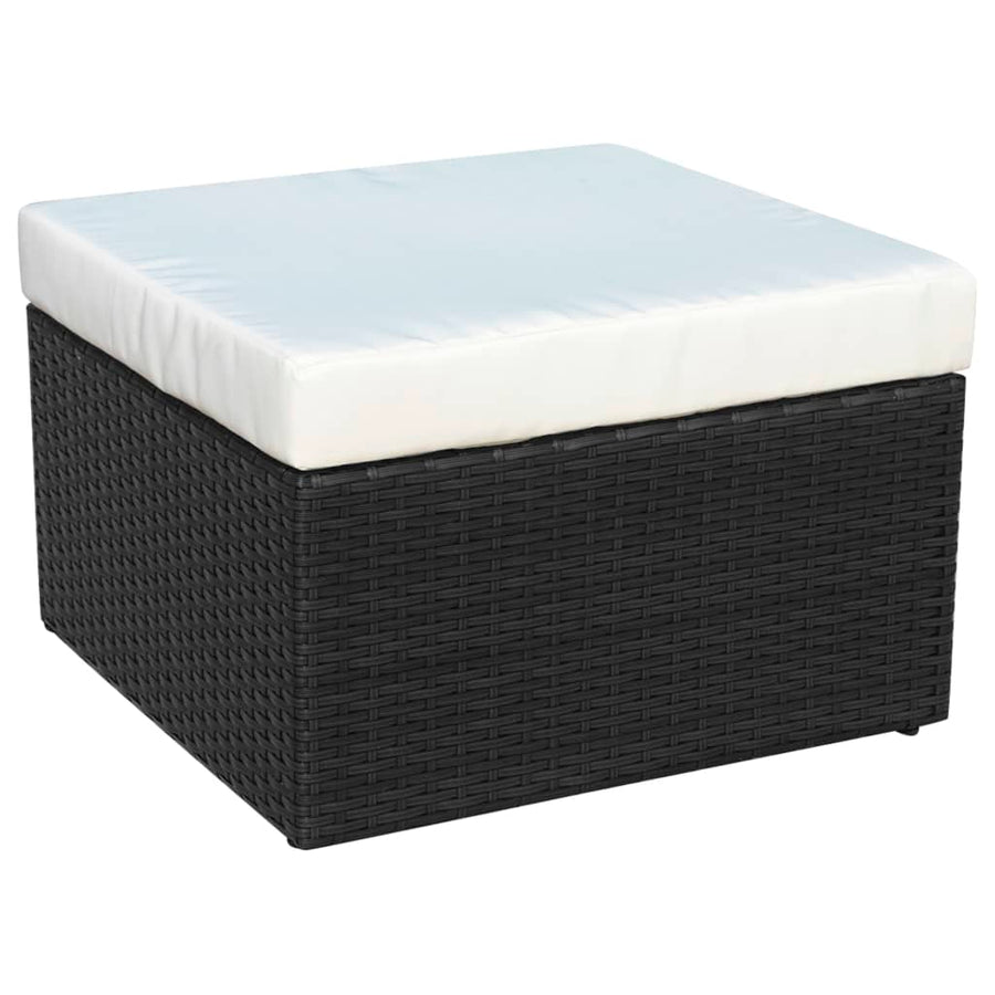 Tuinstoel Met Voetenbank Poly Rattan Zwart