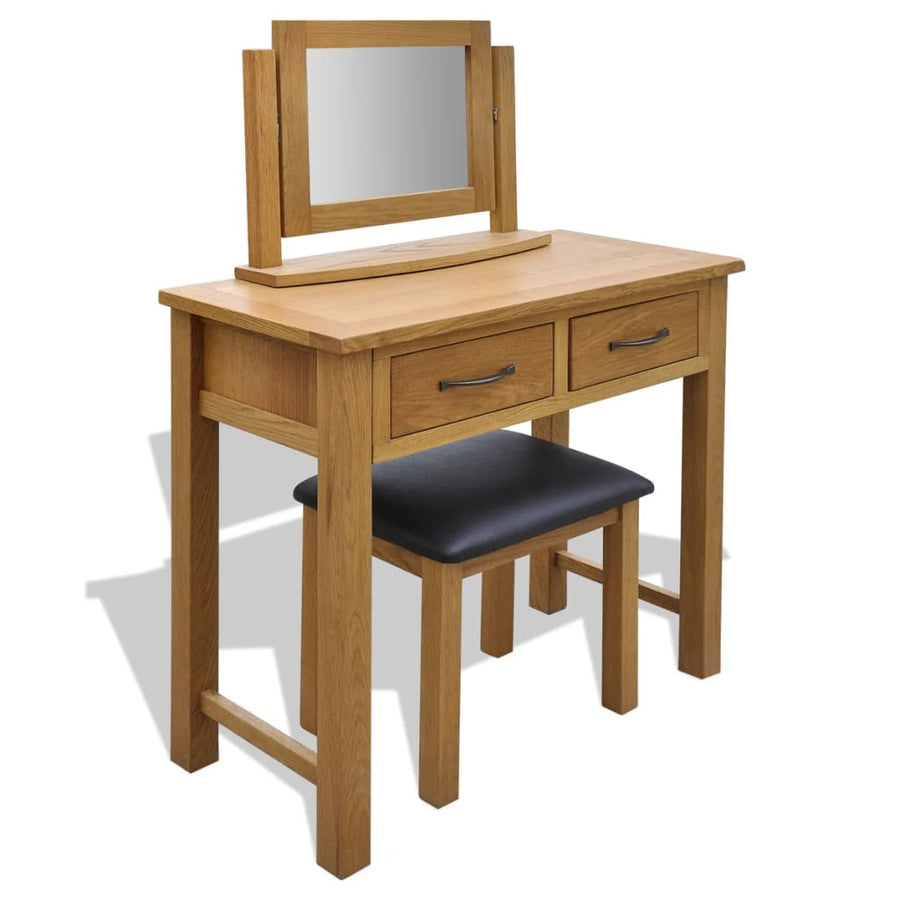 Kaptafel Met Krukje Massief Eikenhout