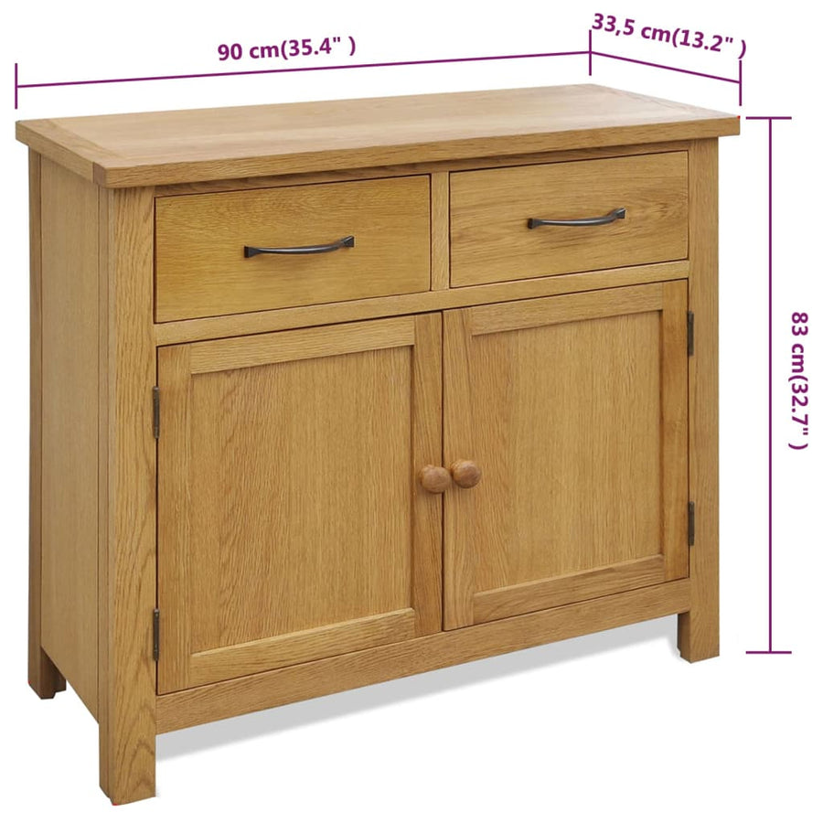 Dressoir 90X33,5X83 Cm Massief Eikenhout