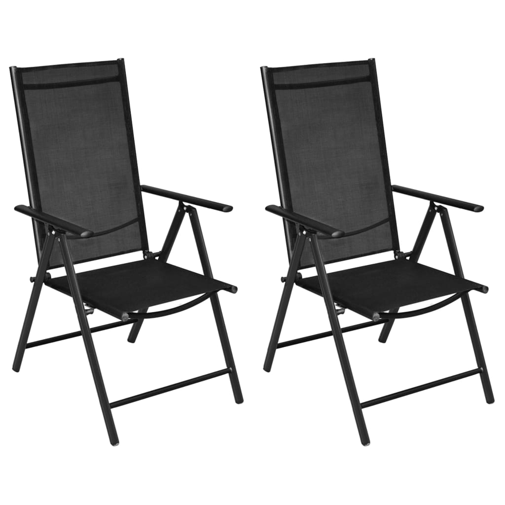 Tuinstoelen Inklapbaar Aluminium En Textileen 2 Zwart