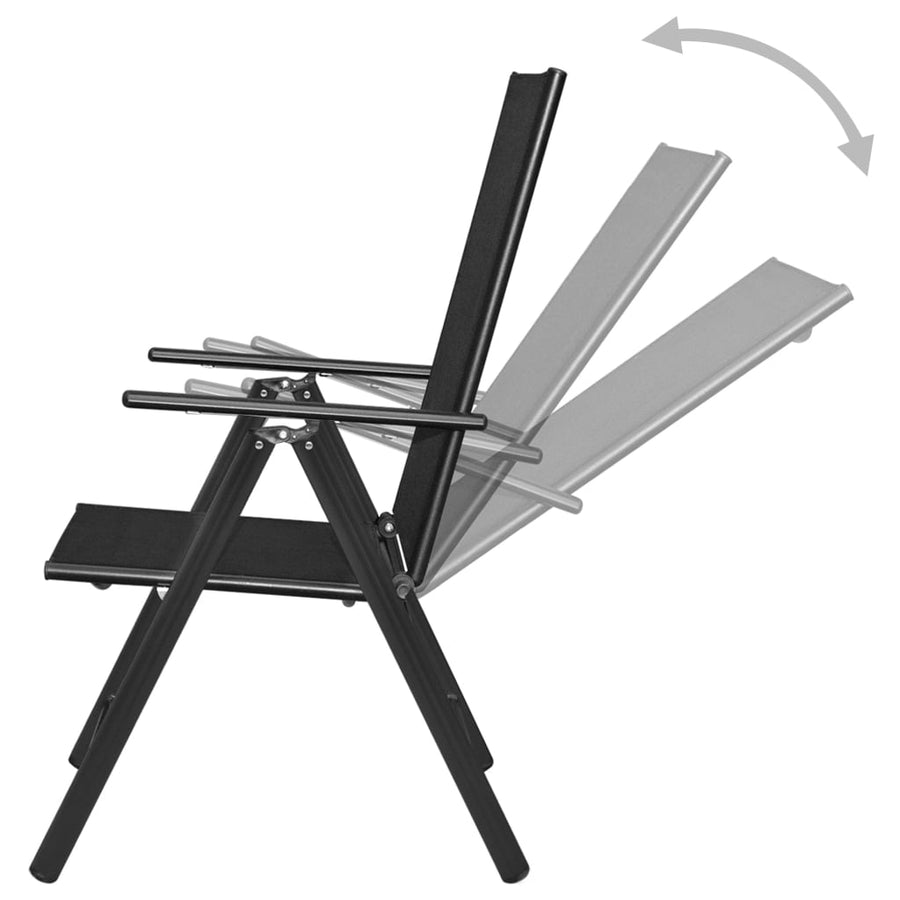 Tuinstoelen Inklapbaar Aluminium En Textileen 2 Zwart