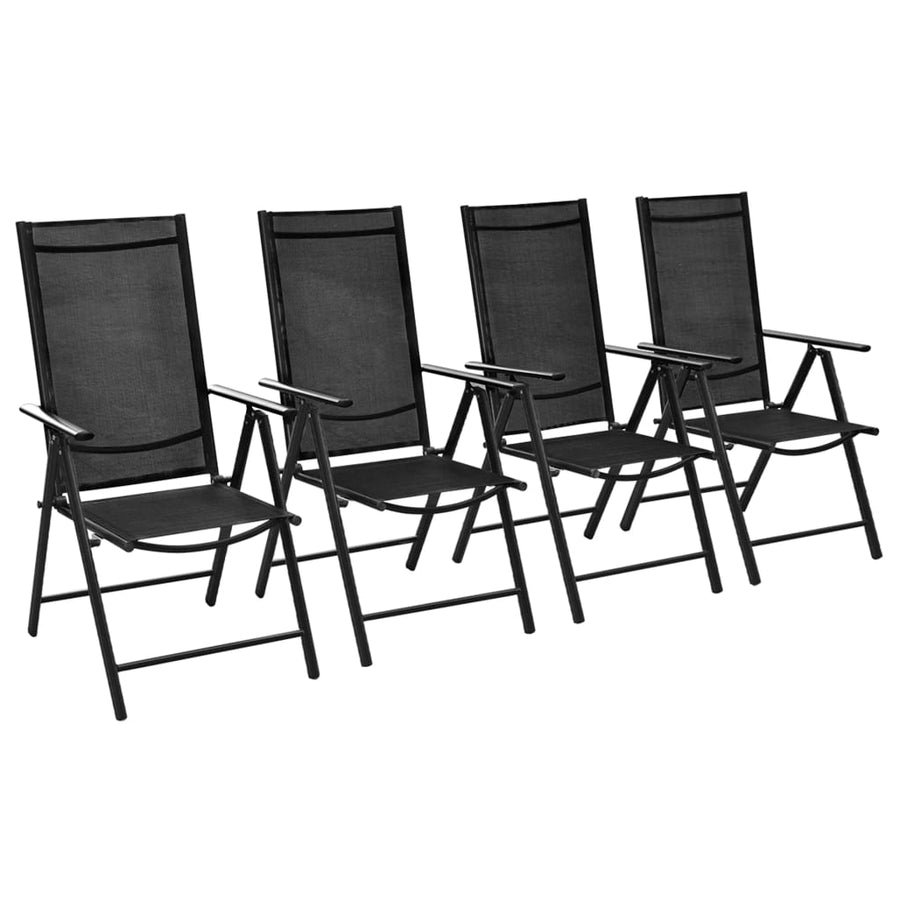 Tuinstoelen Inklapbaar Aluminium En Textileen 4 Zwart