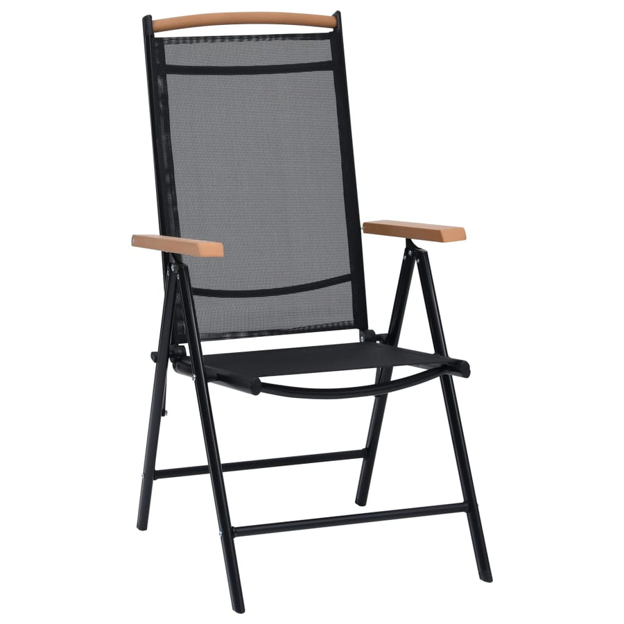 Tuinstoelen Inklapbaar Aluminium En Textileen Zwart 2