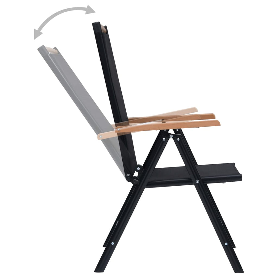 Tuinstoelen Inklapbaar Aluminium En Textileen Zwart 2
