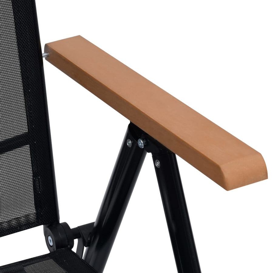 Tuinstoelen Inklapbaar Aluminium En Textileen Zwart 2