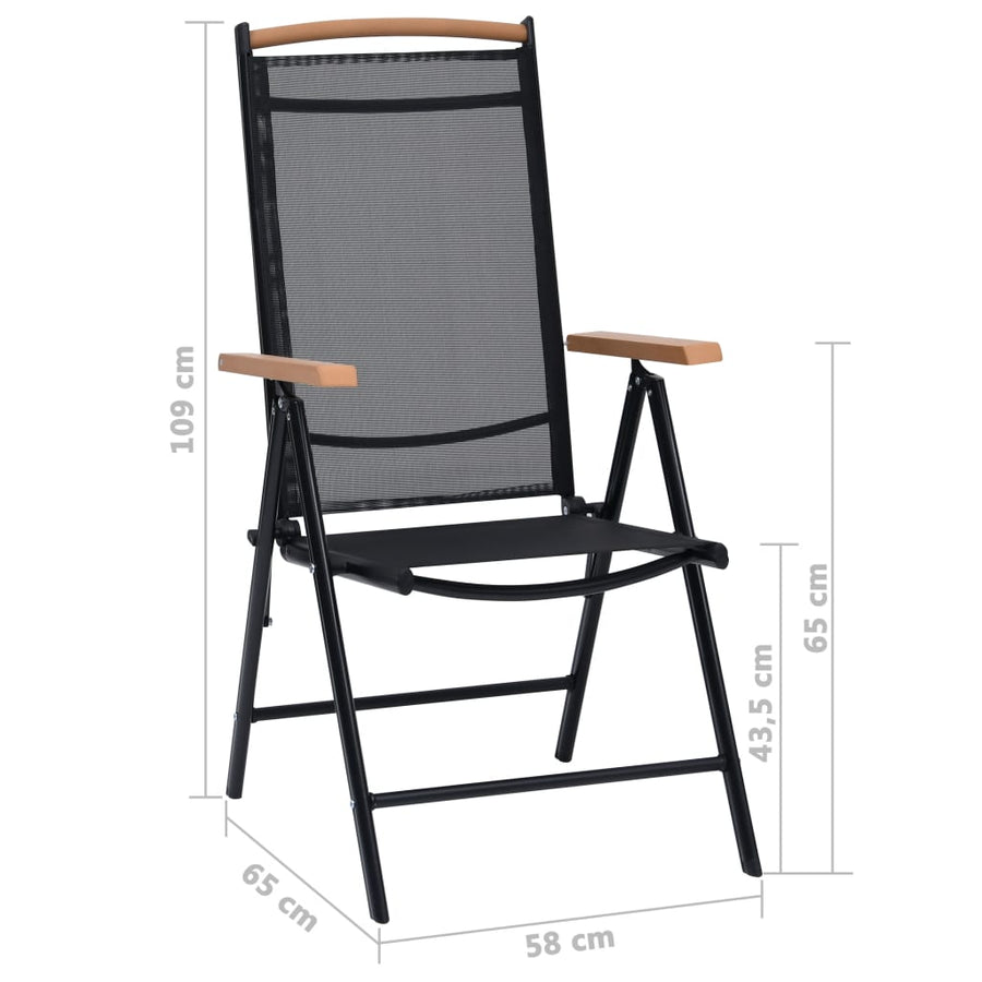 Tuinstoelen Inklapbaar Aluminium En Textileen Zwart 2