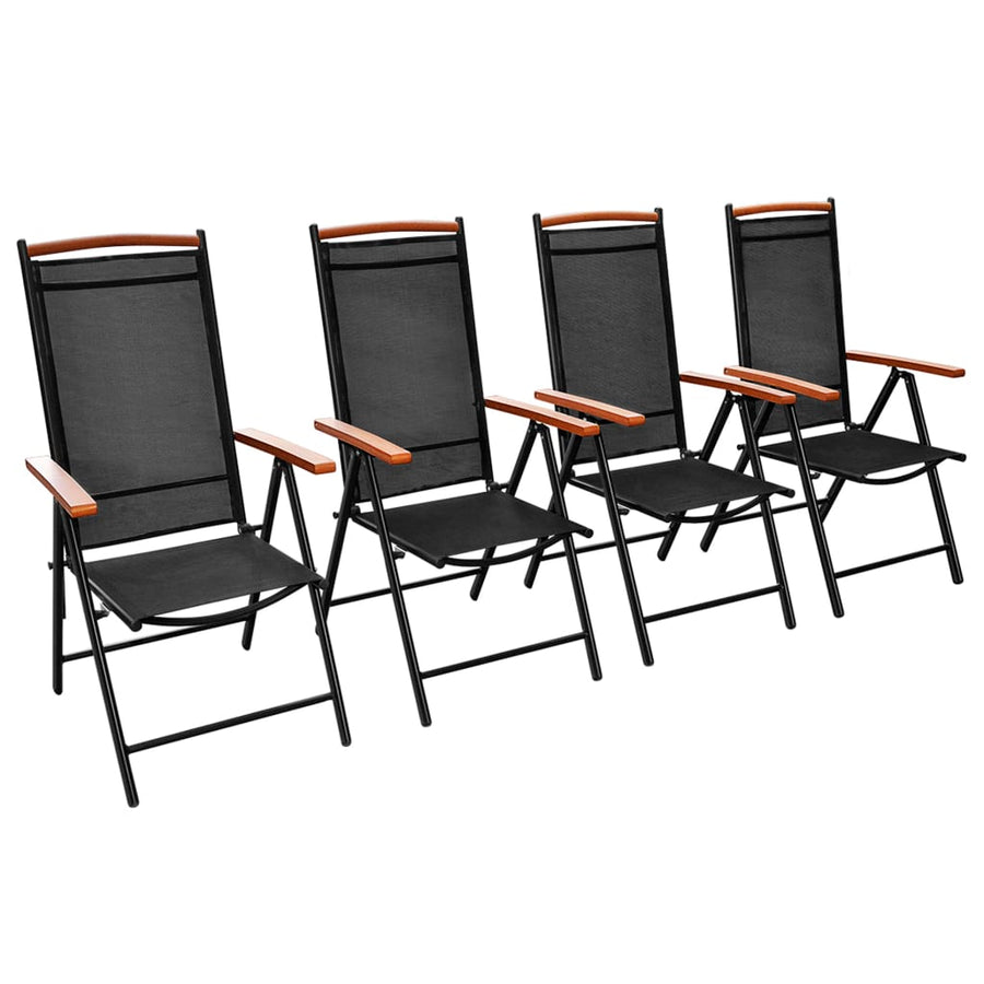 Tuinstoelen Inklapbaar Aluminium En Textileen Zwart 4