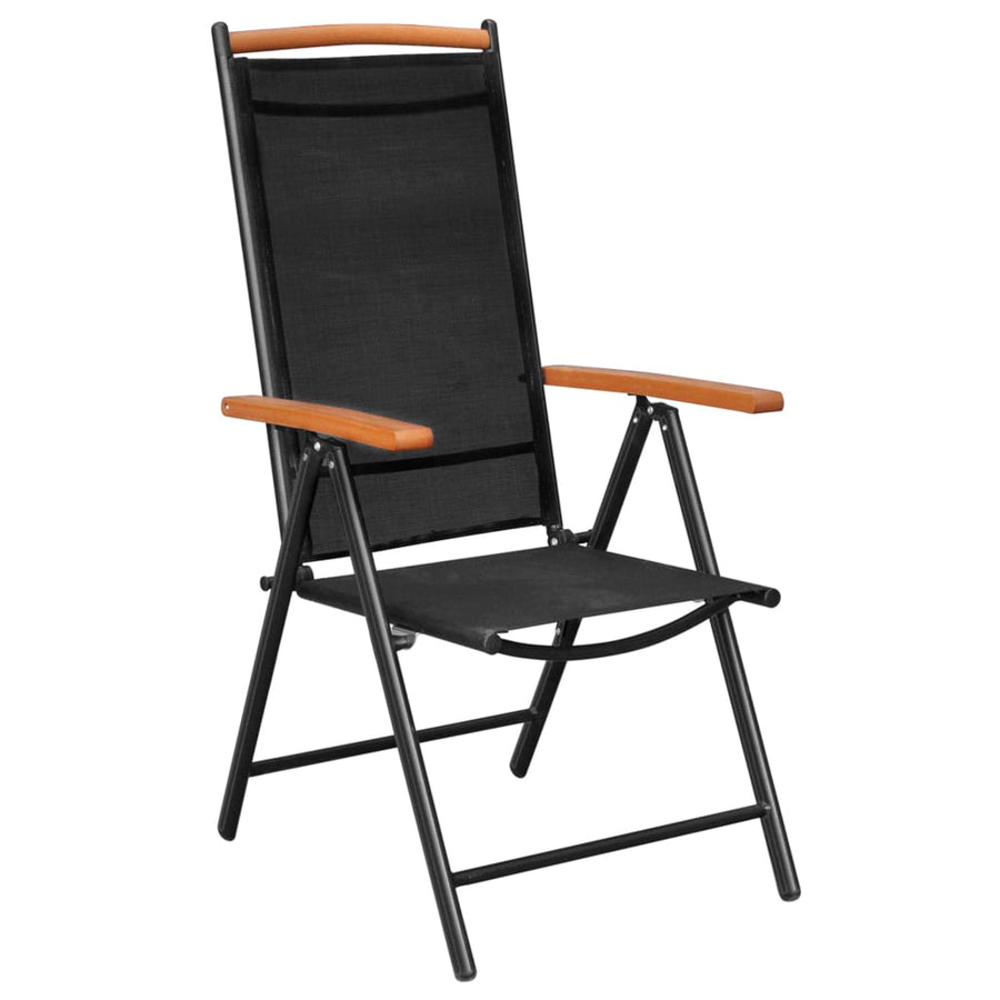 Tuinstoelen Inklapbaar Aluminium En Textileen Zwart 4