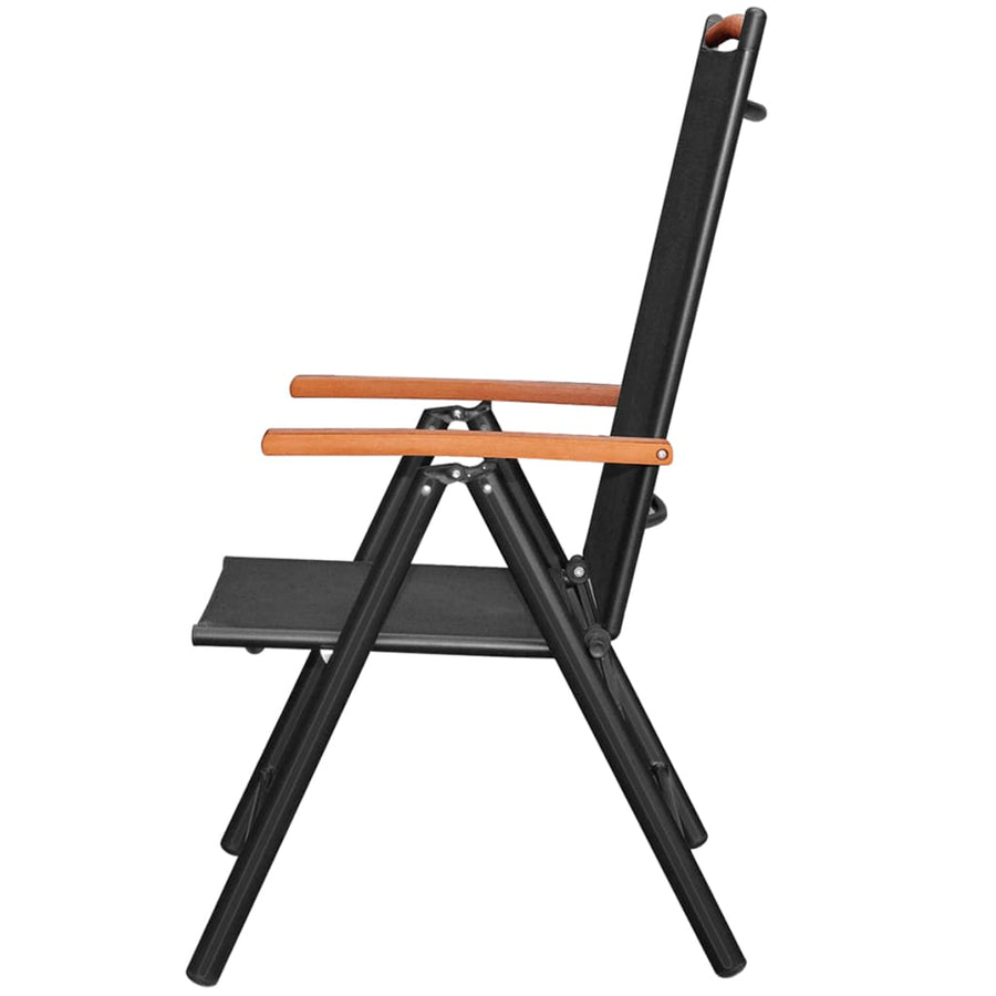 Tuinstoelen Inklapbaar Aluminium En Textileen Zwart 4