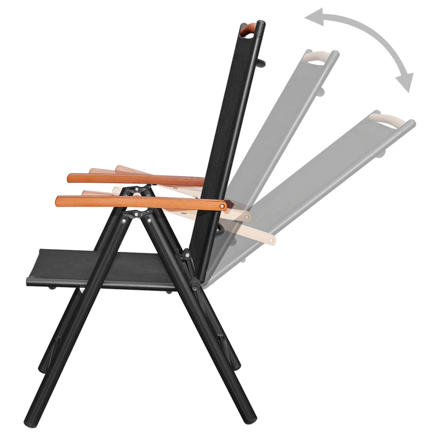 Tuinstoelen Inklapbaar Aluminium En Textileen Zwart 4