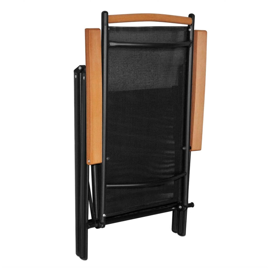 Tuinstoelen Inklapbaar Aluminium En Textileen Zwart 4