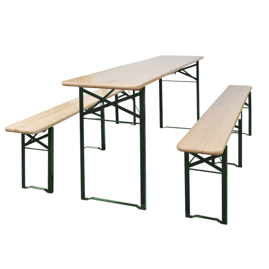 Opklapbare biertafel met 2 banken 220 cm vurenhout