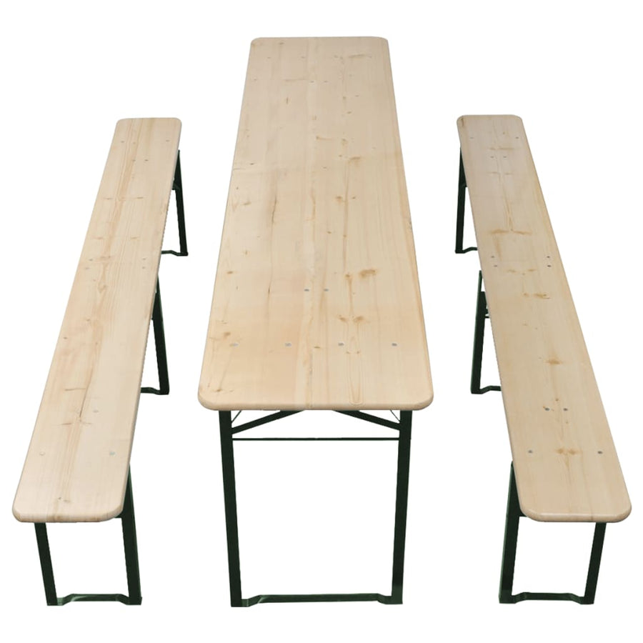 Opklapbare biertafel met 2 banken 220 cm vurenhout