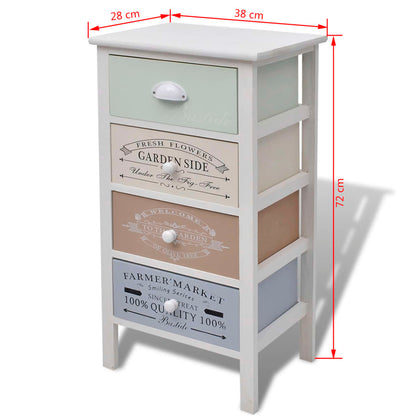 Franse Opslagkast Met 4 Lades Hout 38 x 28 x 72 cm
