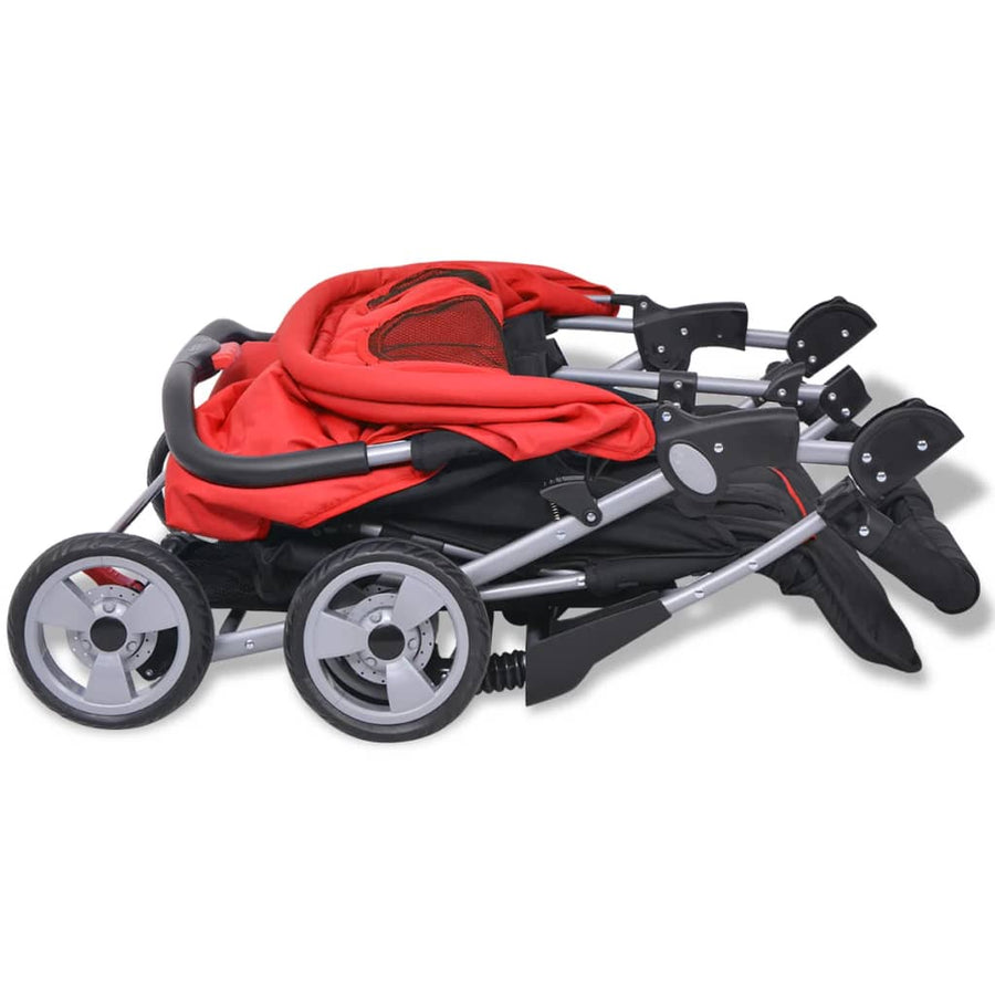 Tweelingwagen Staal En Zwart Rood