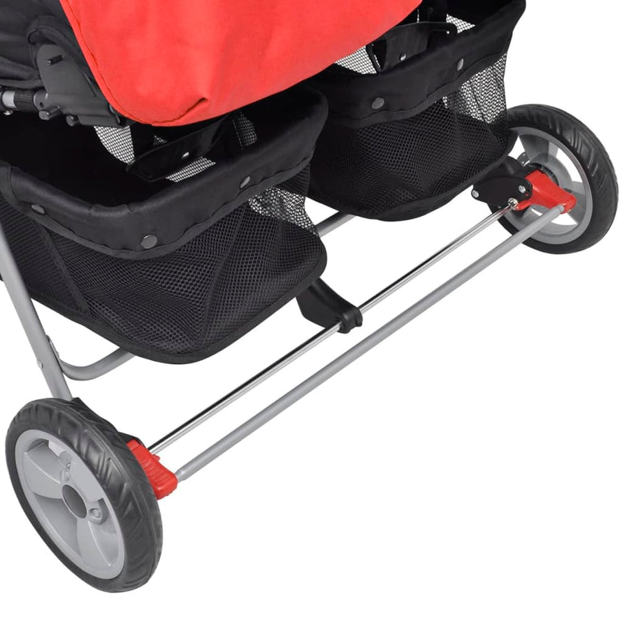 Tweelingwagen Staal En Zwart Rood