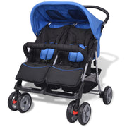 Tweelingwagen 80x96x104 cm staal blauw rood
