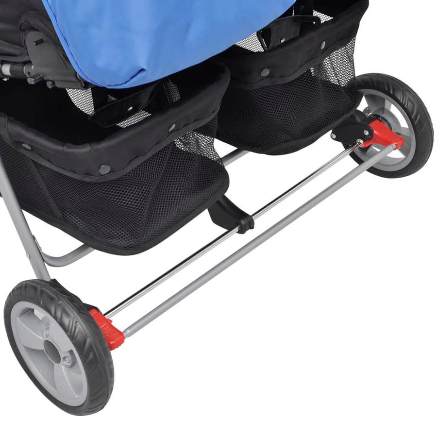 Tweelingwagen staal rood en zwart Blauw