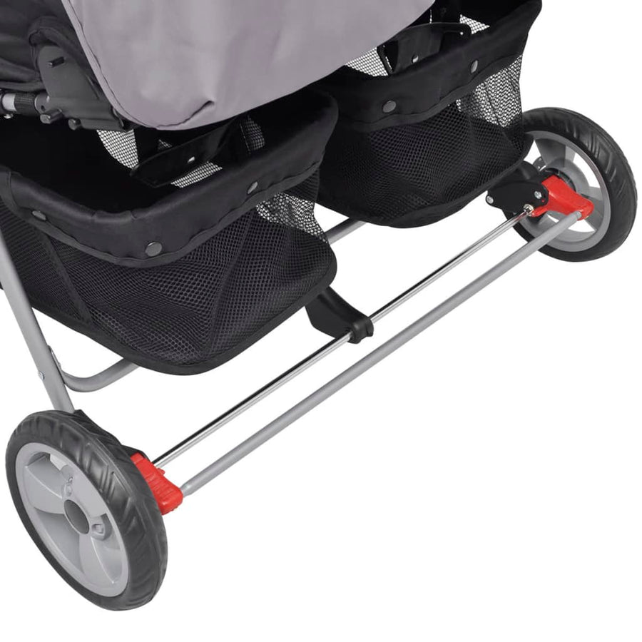 Tweelingwagen staal grijs en zwart Grijs