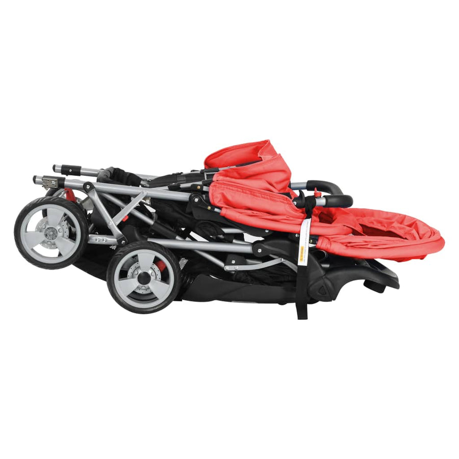 Kinderwagen Dubbel Staal En Zwart Rood